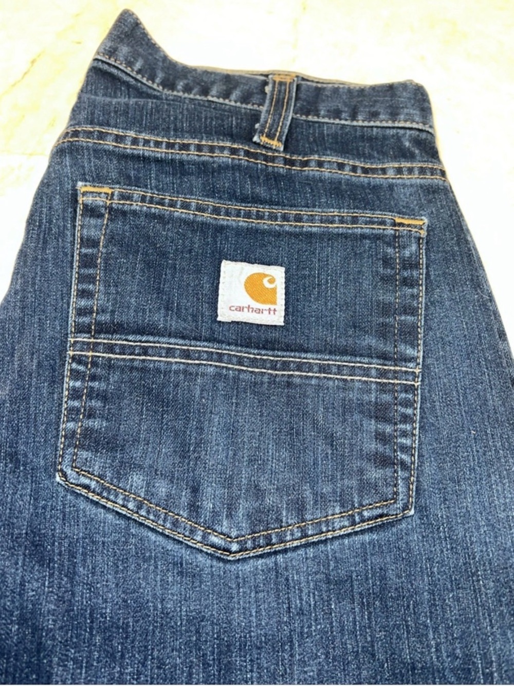 Carhartt Straight Fit Jeans Mens 33x30 Dark Wash Utility Farm Ranch Western - Picture 6 of 9